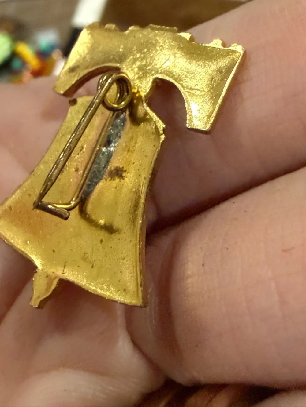 Vintage Gold Tone Liberty Bell Brooch